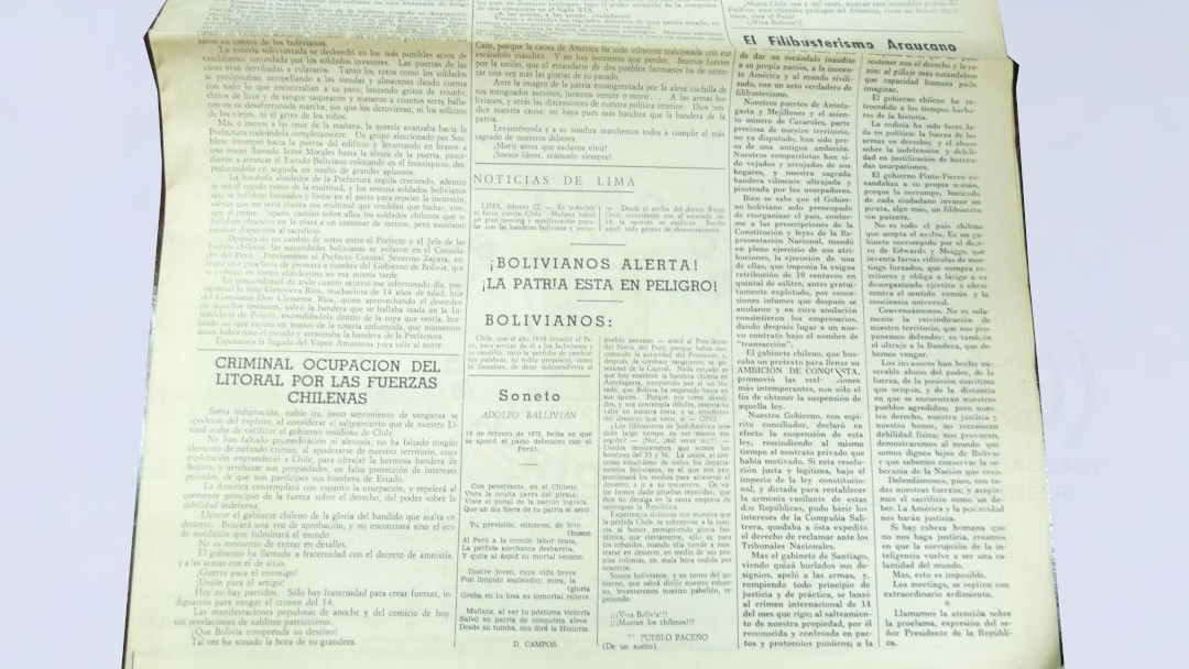 El Comercio Invasion de Chile a Bolivia segundo cuerpo pòrtada 